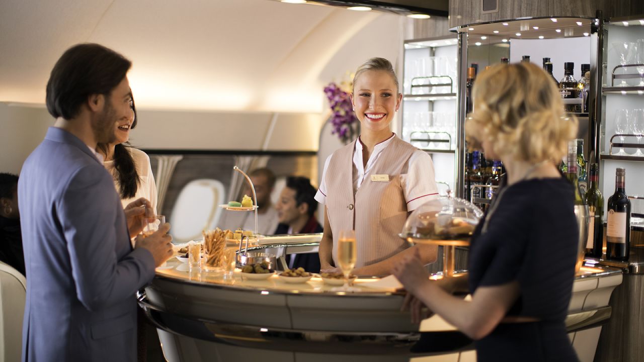 <strong>Emirates' latest revamp: </strong>Not quite as revolutionary, but Emirates' new iteration of its signature A380 Onboard Lounge aims to enhance the inflight social experience.