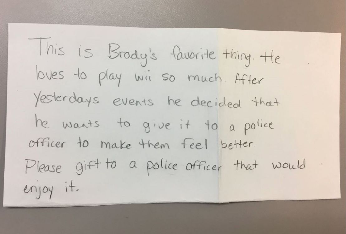 The Wausau Police Department in Wisconsin posted this letter, which accompanied Brady's gift.
