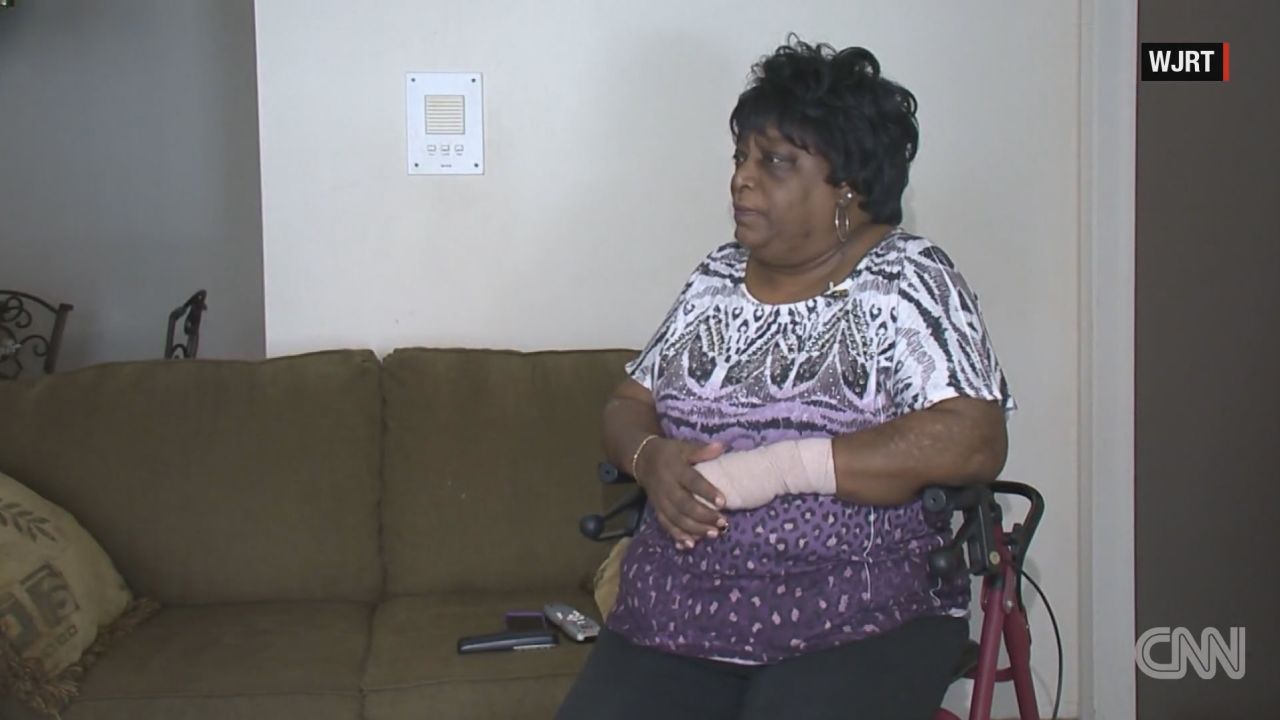 Helena "Vicky" Jones, of Flint, is shown during a January 2016 interview about the city's water crisis with CNN affiliate WJRT.