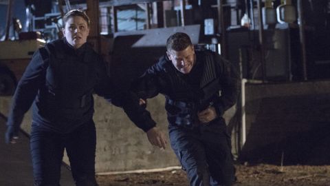 Emily Deschanel and David Boreanaz in the series finale episode of "Bones."