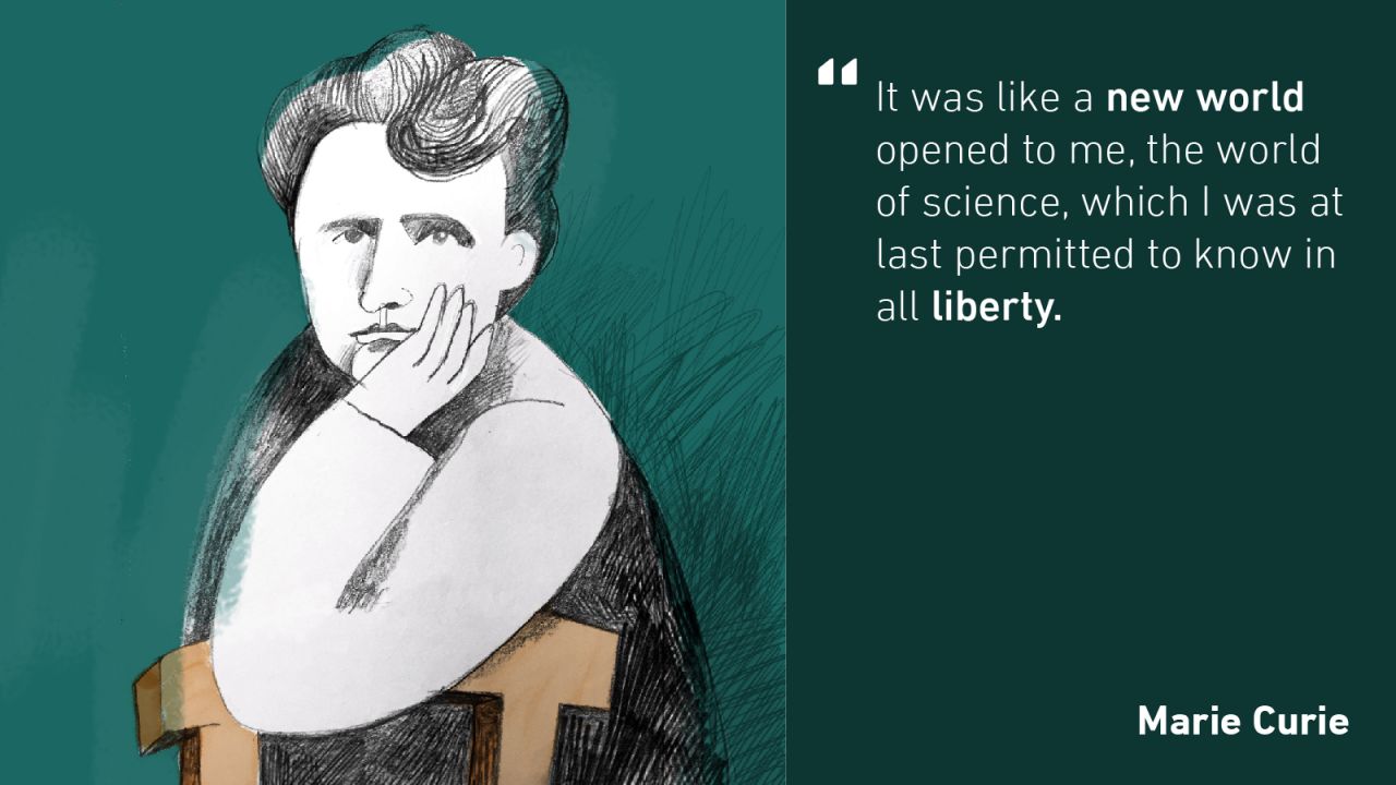 In 1903 Polish-French scientist Marie Curie became the first woman to get the Nobel Prize. She later became the only person in history to get it twice in different disciplines (for physics and then chemistry). Her discovery of radioactivity, polonium and radium led to the development of X-ray technology. She did her research at the Sorbonne, where she became the first ever female professor.