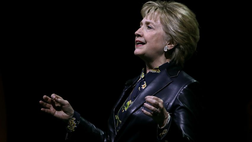 Former Secretary of State Hillary Clinton delivers a keynote address during the 28th Annual Professional Business Women of California conference on March 28, 2017 in San Francisco, California. Hillary Clinton delivered the keynote address at the day-long conference featuring speakers, seminars and panel discussions with industry leaders.  (Photo by Justin Sullivan/Getty Images)