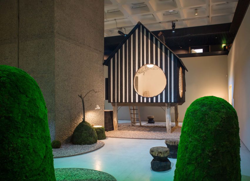 The Barbican Art Gallery show features two full-scale houses, including this teahouse by Terunobu Fujimori and accompanying garden. It will show the harmonious relationship between construction and the natural world in Japan.