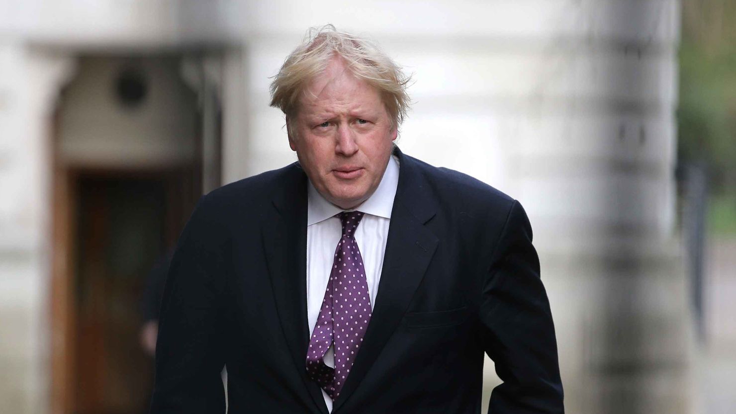 Boris Johnson is seen arriving for a weekly cabinet meeting at 10 Downing Street in March.