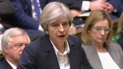 Britain's Prime Minister Theresa May speaks in the House of Commons in London  in this image taken from video  Wednesday March 29, 2017. May will announce to Parliament that Britain is set to formally file for divorce from the European Union Wednesday, ending a 44-year relationship, enacting the decision made by U.K. voters in a referendum nine months ago and launching both Britain and the bloc into uncharted territory.  (Parliamentary Recording Unit  via AP)
