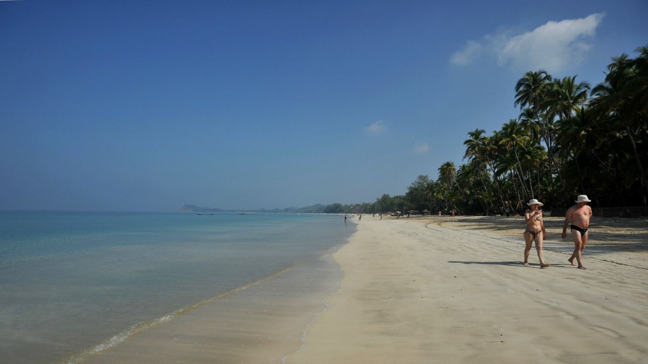 Ngapali -- a long stretch of pristine white sand.