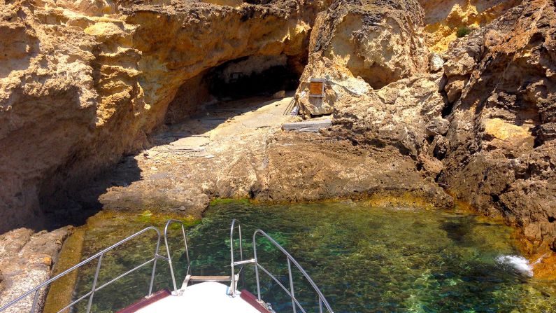 <strong>Entering Zannone: </strong>For visitors, it's a short swim between the boat and the private pebble beach once used by Anna Fallarino. 