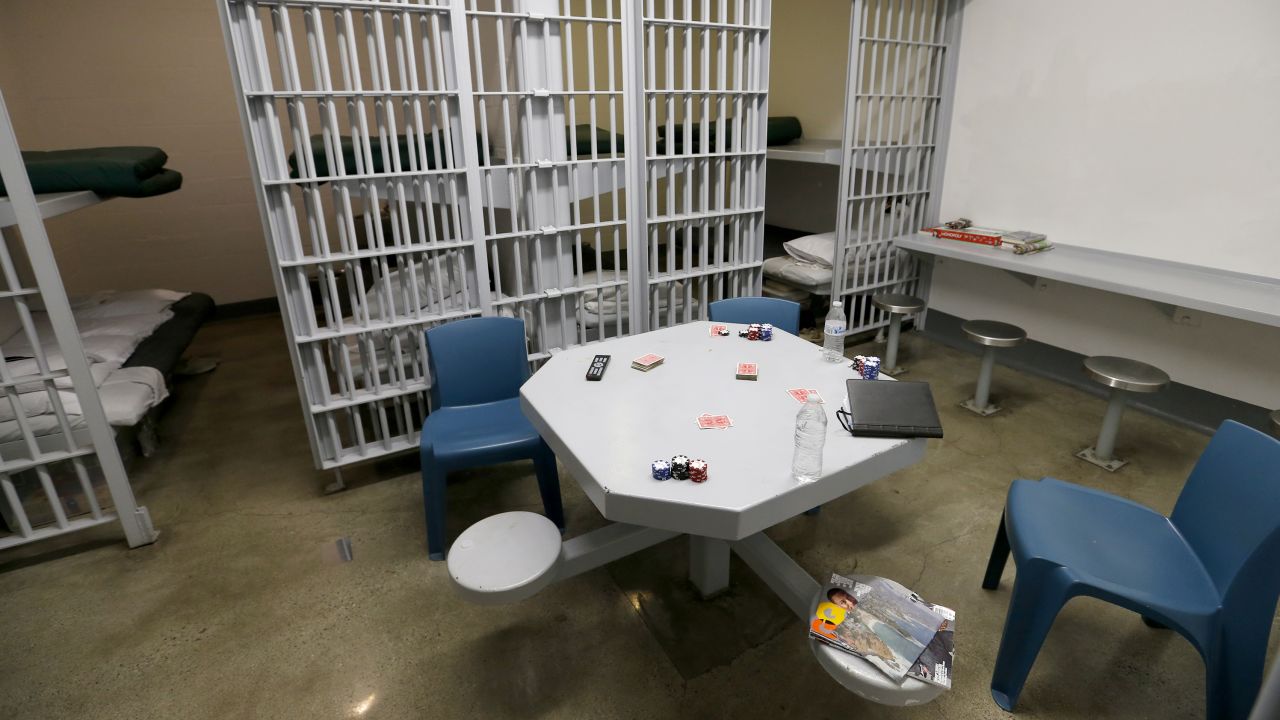 A view of a jail cell dorm where pay-to-stay program inmates can watch television, socialize and play games at the Seal Beach Detention center.