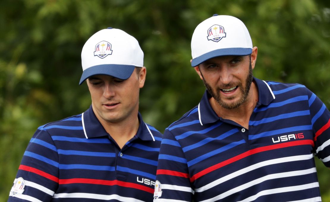 Jordan Spieth and Dustin Johnson were teammates as the US won the 2016 Ryder Cup.