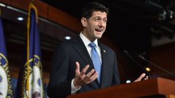 US House Speaker Paul Ryan speaks during his weekly media briefing on March 30, 2017 in Washington,DC.