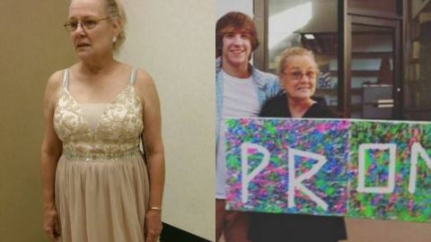 Catherine Maine had already bought a dress when her grandson was told he could not take her to prom. 