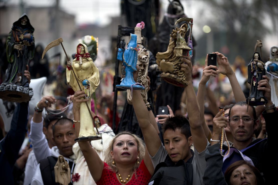 Santa Muerte devotees in the Mexico City neighborhood of Tepito