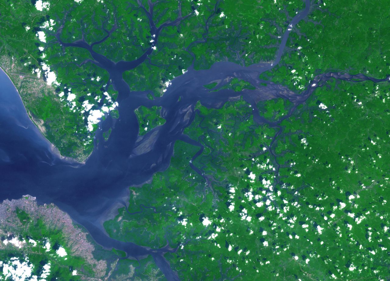 The Sierra Leone river, captured in 2014 by the NASA Terra spacecraft.
