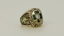 SECAUCUS, NJ - JUNE 20: A generic view of the championship rings of the 1983-1984 Boston Celtics at NBA Entertainment Studios in Secaucus, New Jersey.  NOTE TO USER: User expressly acknowledges and agrees that, by downloading and or using this Photograph, user is consenting to the terms and condition of the Getty Images License Agreement. Mandatory Copyright Notice: 1984 NBAE  (Photo by NBA Photos/NBAE via Getty Images)