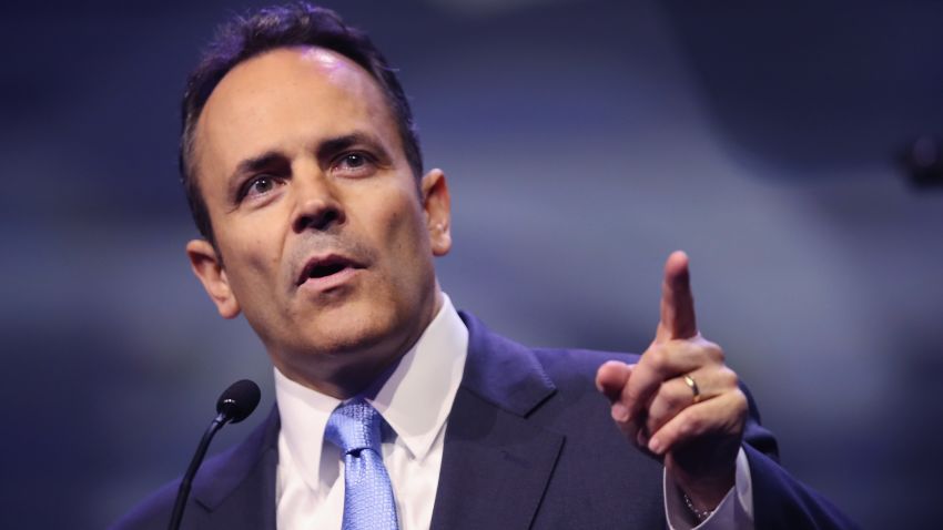 LOUISVILLE, KY - MAY 20:  Gov. Matt Bevin (R-Ky.) speaks at the National Rifle Association's NRA-ILA Leadership Forum during the NRA Convention at the Kentucky Exposition Center on May 20, 2016 in Louisville, Kentucky. The convention, which opened today, runs until May 22.  (Photo by Scott Olson/Getty Images)