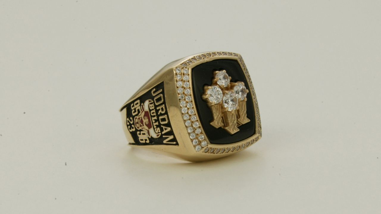 During the 1995-96 season, the Chicago Bulls set an NBA record by winning 72 regular-season games. They went on to win the title and this ring, which signifies the franchise's fourth championship.