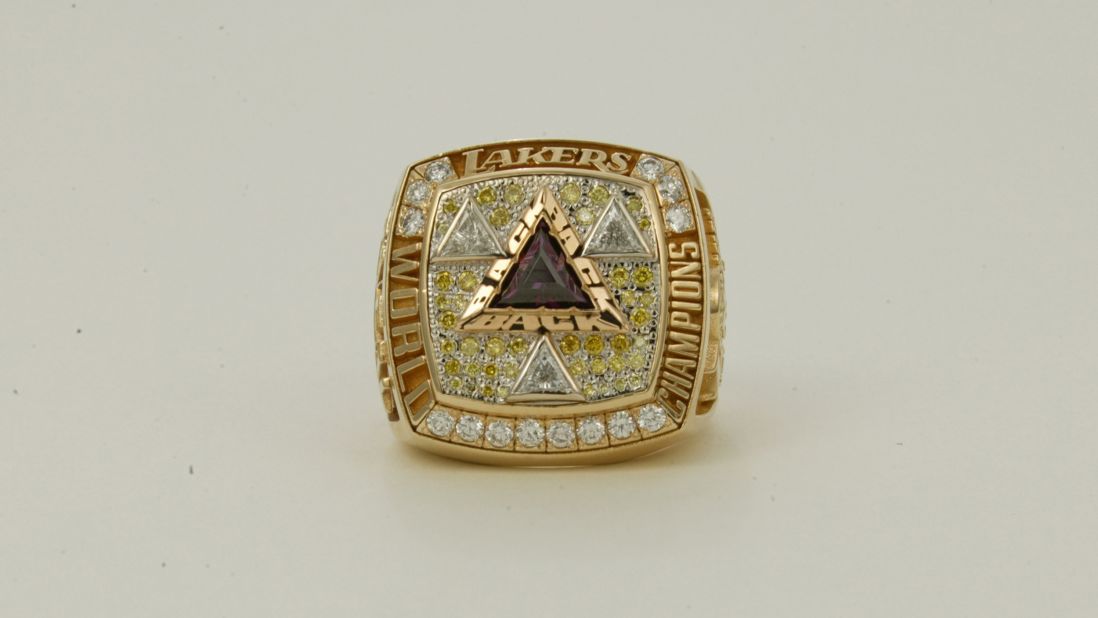 Triangles were the theme of the Los Angeles Lakers' championship ring in 2001-02. The triangles signify the team's third consecutive world title -- and they're also a nod to the team's "triangle" offense.