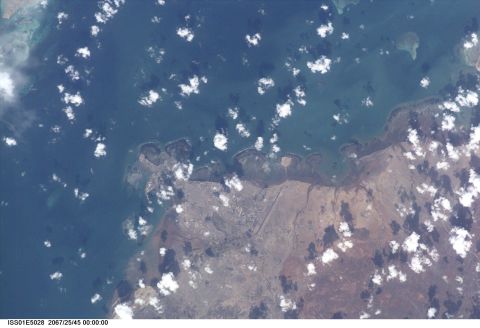 This view taken from the International Space Station in 2000 shows Djibouti, the capital city of the country of the same name, in East Africa. 