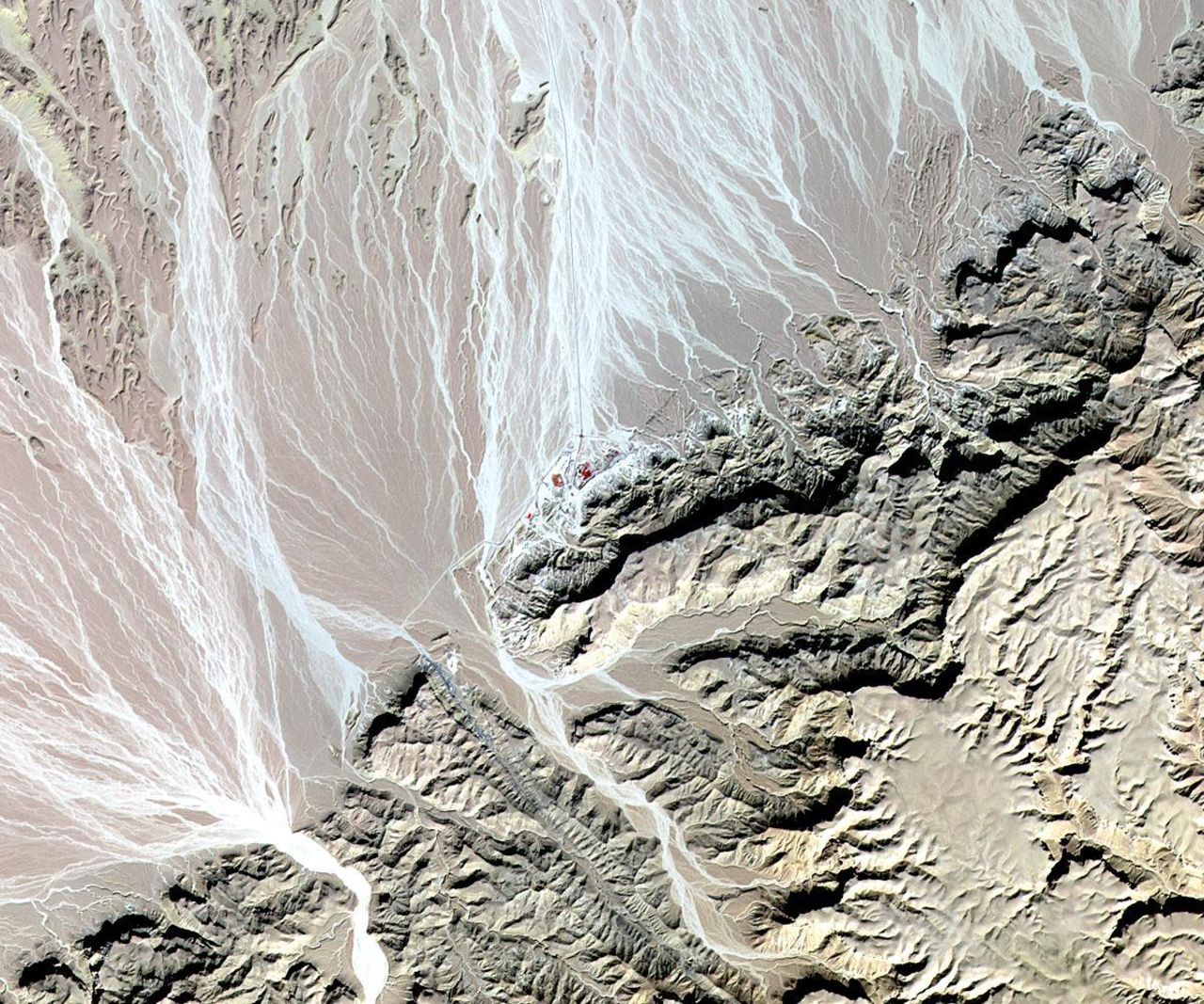 The world's oldest Christian monastery, in the remote mountainous area of eastern Egypt, can be seen in this image taken in 2010 by NASA Terra spacecraft. 
