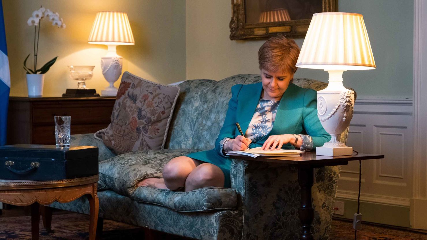 Nicola Sturgeon signs the letter seeking a new Scottish referendum. 