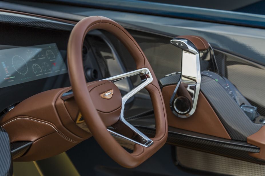 The AM37 yacht's steering wheel wouldn't look out of place in one of Aston's own luxury cars. 