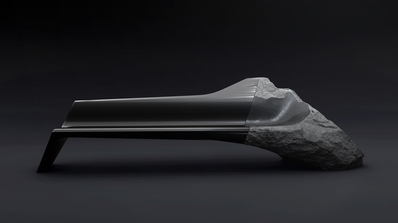 The Peugeot ONYX sofa was inspired by some of the French car maker's concept vehicles. It mixes man-made materials like carbon fiber with natural rock and stone.