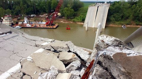 An I-40 bridge over the Arkansas Rover at Webbers Falls, Oklahoma, collapsed on May 26, 2002 killing 13 people.
