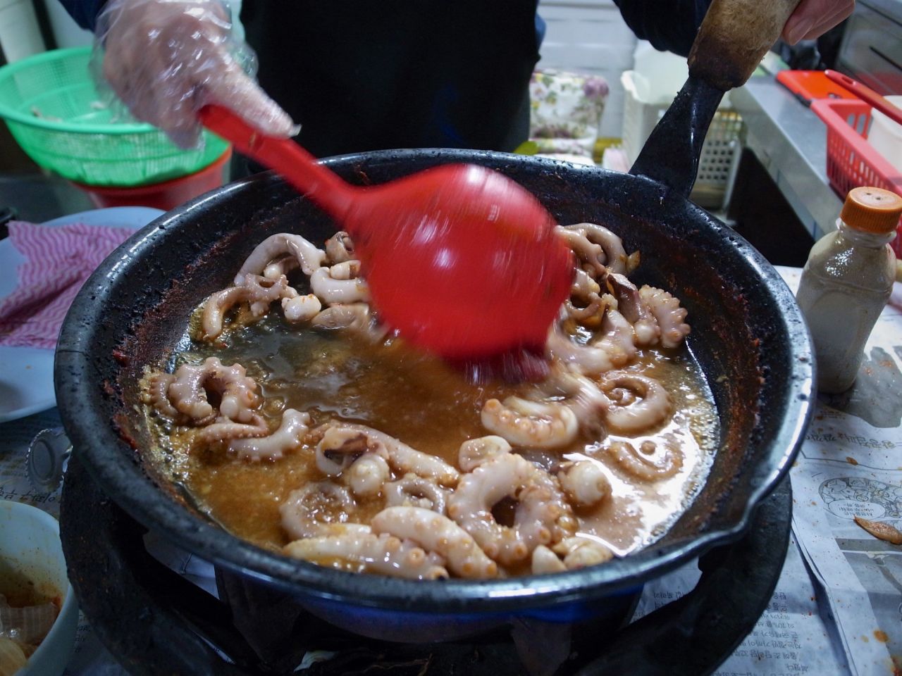 <strong>Nakji bokkeum, Seoul: </strong>In Seoul, Holliday  suggests nakji bokkeum -- a  stir-fried octopus dish. It's one of Korea's spiciest foods, believed to have been invented in a tavern in the Mugyo-dong district in 1965.