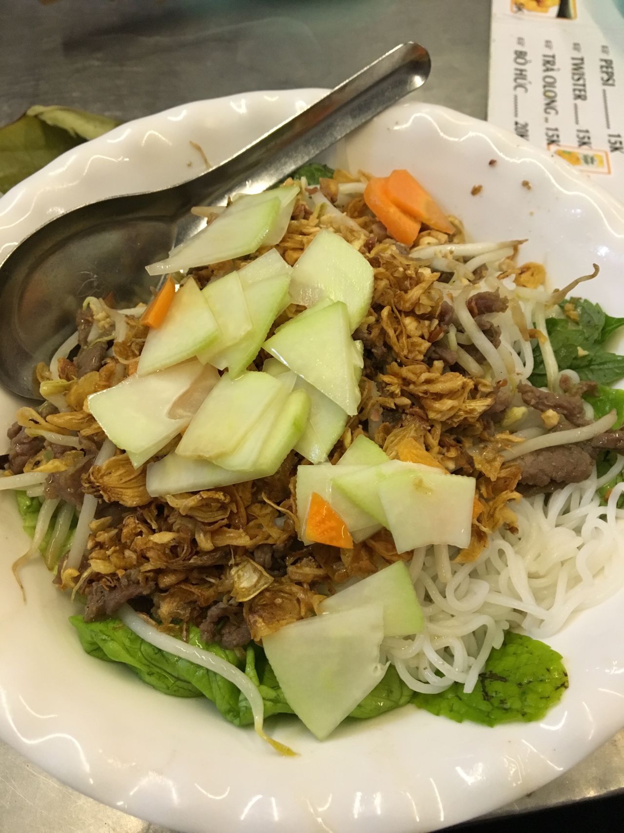 Though it means "Southern-style beef noodles," Bún bò is found in the northern city of Hanoi. 