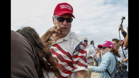 A Trump supporter is punched in the face at a pro-Trump rally in Huntington Beach, California, on Saturday, March 25. Fights broke out after an anti-Trump protester allegedly doused an event organizer with pepper spray, <a href="http://www.latimes.com/local/lanow/la-me-trump-rally-20170325-story.html" target="_blank" target="_blank">according to the Los Angeles Times.</a>