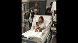 Melissa Cochran in a hospital picture posted by her brother Clint Payne to a family fundraising page.