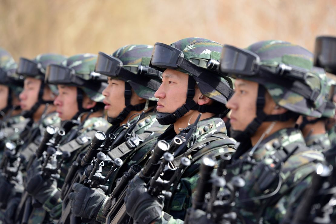 Chinese security forces in Xinjiang