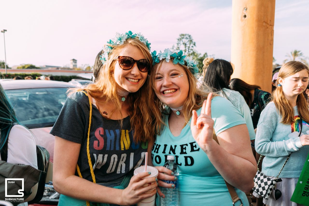 Fans at the SHINee concert at the Shrine Auditorium in Los Angeles on March 26