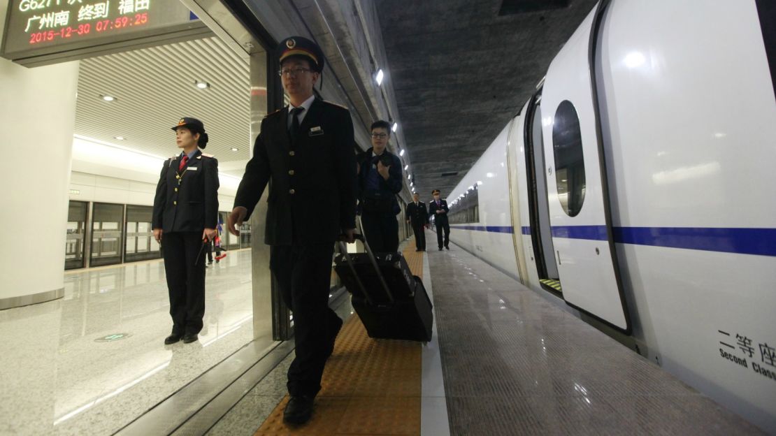 China's southern rail network -- more like an airport than a railway station. 