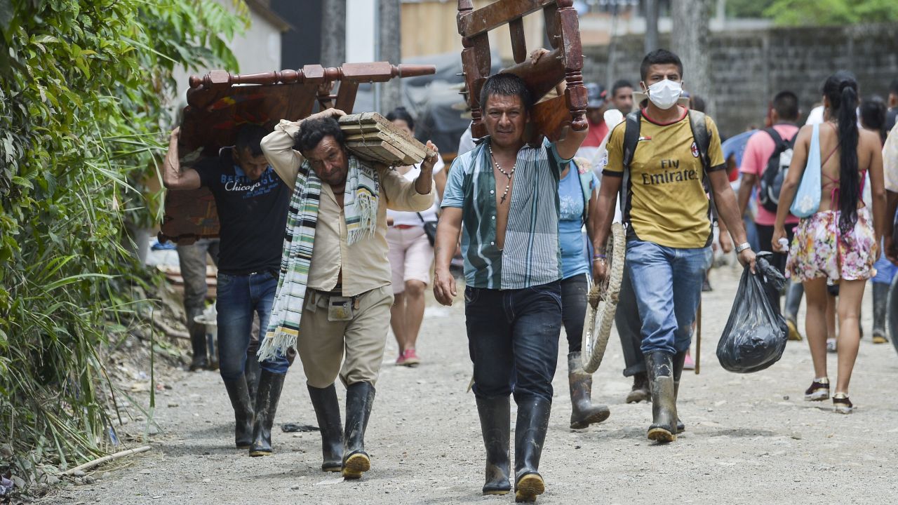 Locals recovered as many belongings as they could following mudslides caused by heavy rains in Mocoa, Putumayo, southern Colombia.