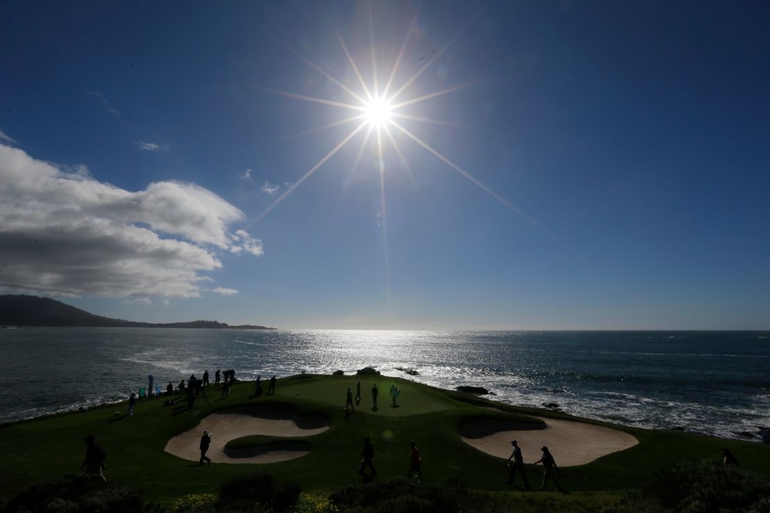 California-based Pebble Beach Golf Links is surrounded by rugged coast.