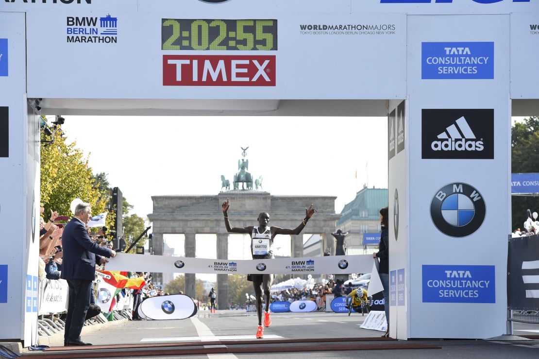 Kenya's Dennis Kimetto sets the current marathon world record at Berlin in 2014.