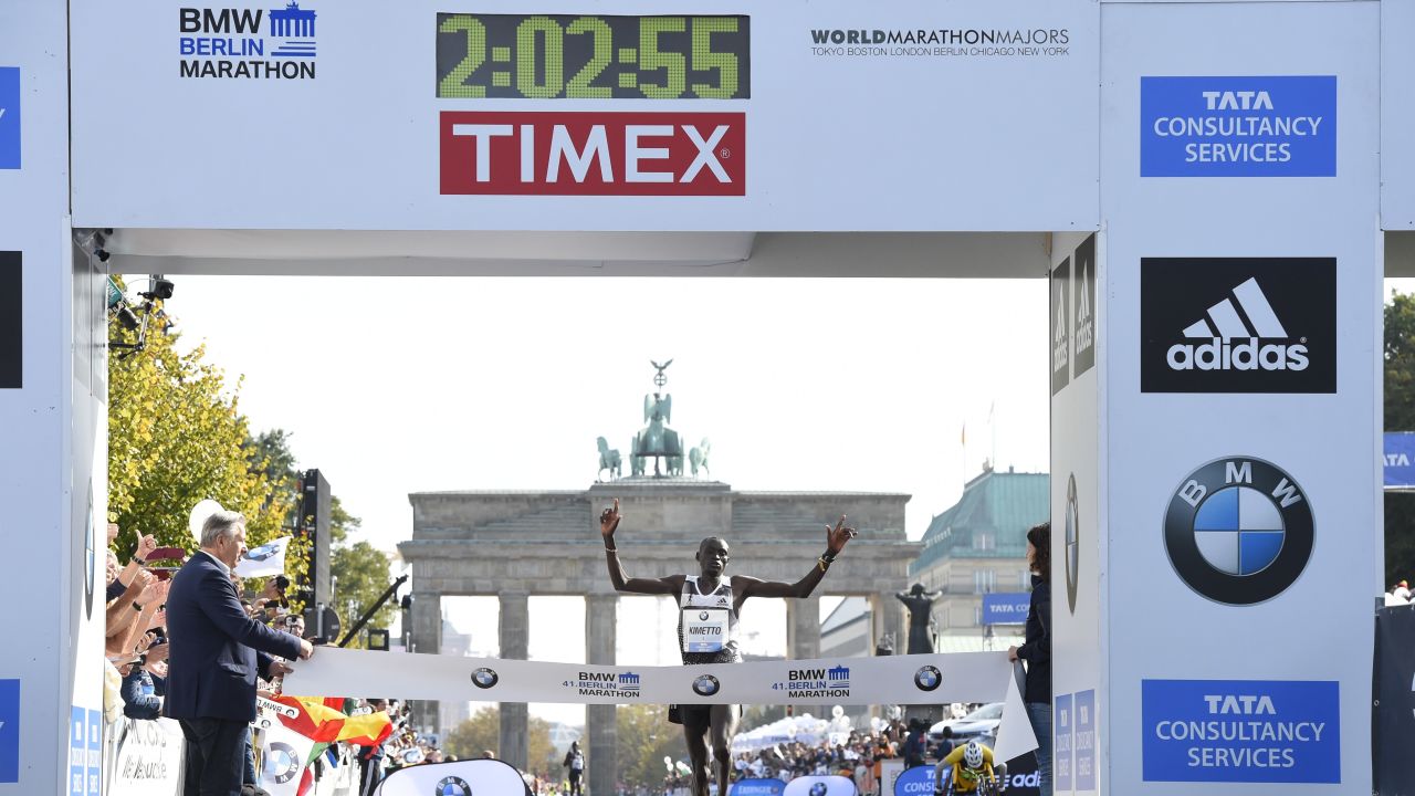 Kenya's Dennis Kimetto sets the current marathon world record at Berlin in 2014.