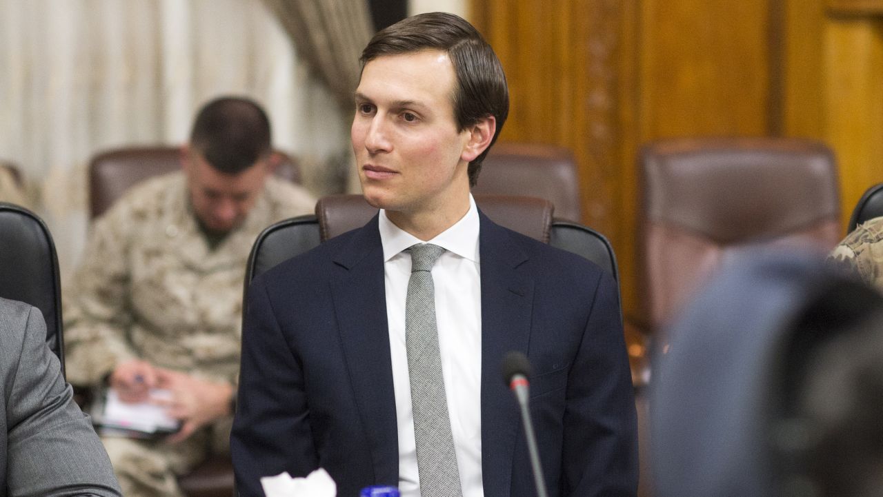 Jared Kushner, Senior Advisor to President Donald J. Trump, sits in on a meeting with Marine Corps Gen. Joseph F. Dunford Jr., chairman of the Joint Chiefs of Staff, at the Ministry of Defense in Baghdad, Iraq, April 3, 2017. ()