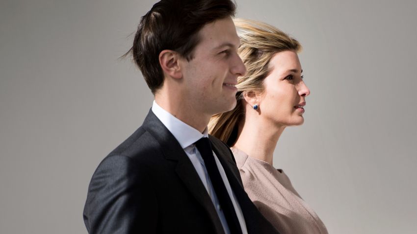 Ivanka Trump and her husband White House senior advisor Jared Kushner arrive for a joint press conference between US President Donald Trump and Japan's Prime Minister Shinzo Abe in the East Room of the White House in Washington, DC on February 10, 2017. / AFP / Brendan Smialowski        (Photo credit should read BRENDAN SMIALOWSKI/AFP/Getty Images)