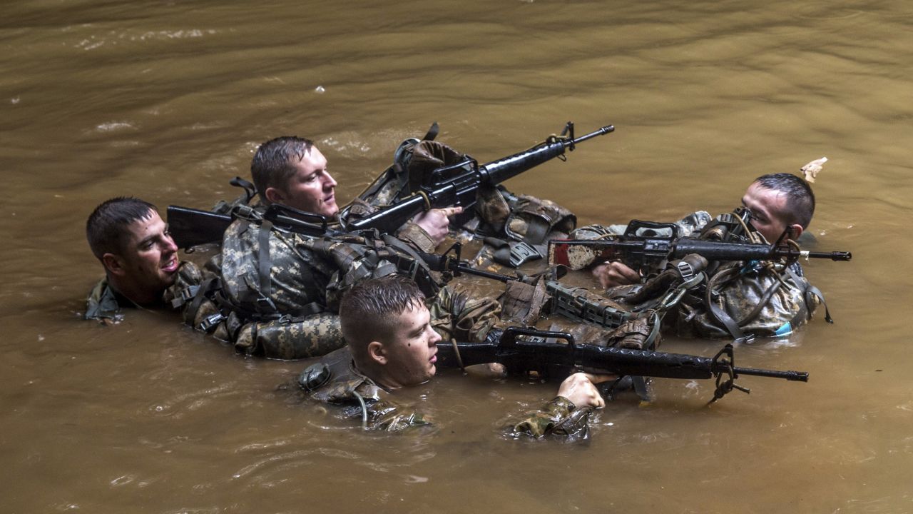 US soldiers participate in jungle warfare training at Schofield Barracks in Hawaii on Wednesday, March 1.