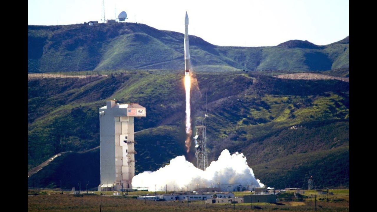 An Atlas 5 rocket launches from California's Vandenberg Air Force Base on Wednesday, March 1. The rocket was carrying a classified US satellite that was described only as a national security payload for the National Reconnaissance Office.