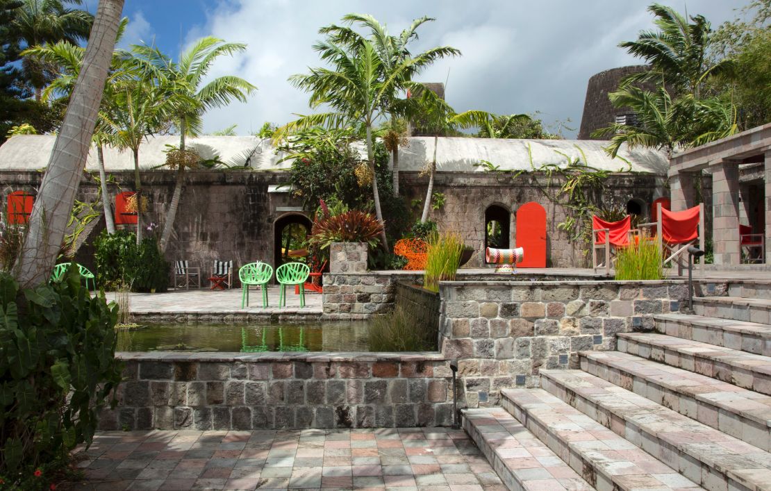 The charming Golden Rock Inn sits on the slopes of Nevis Peak.