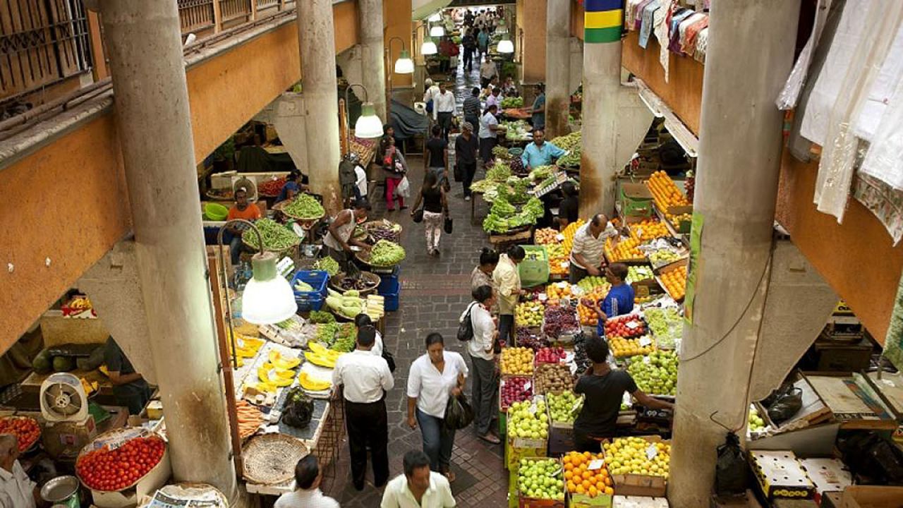 The island is filled with vibrant food markets selling global produce.