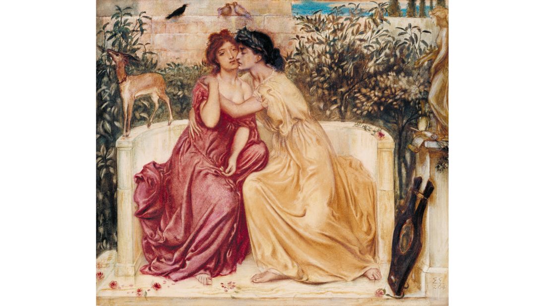 Born to a family of artists, Simeon Solomon often included same-sex themes in his work. He was a part of the Pre-Raphaelite Brotherhood. 
