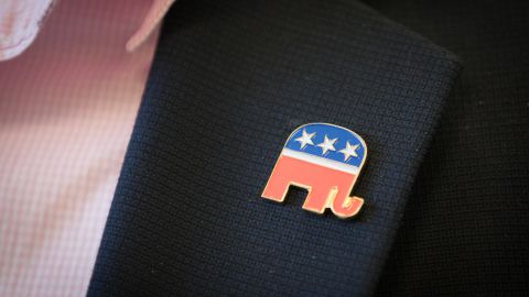 Republican elephant pins abound at the annual meeting of the Florida Federation of College Republicans.