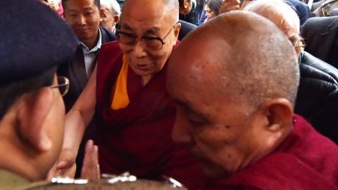 The Dalai Lama meets Buddhist followers at the Thubchog Gatsel Ling Monastery in Bomdila in India's northeastern state of Arunachal Pradesh state on April 4, 2017.
