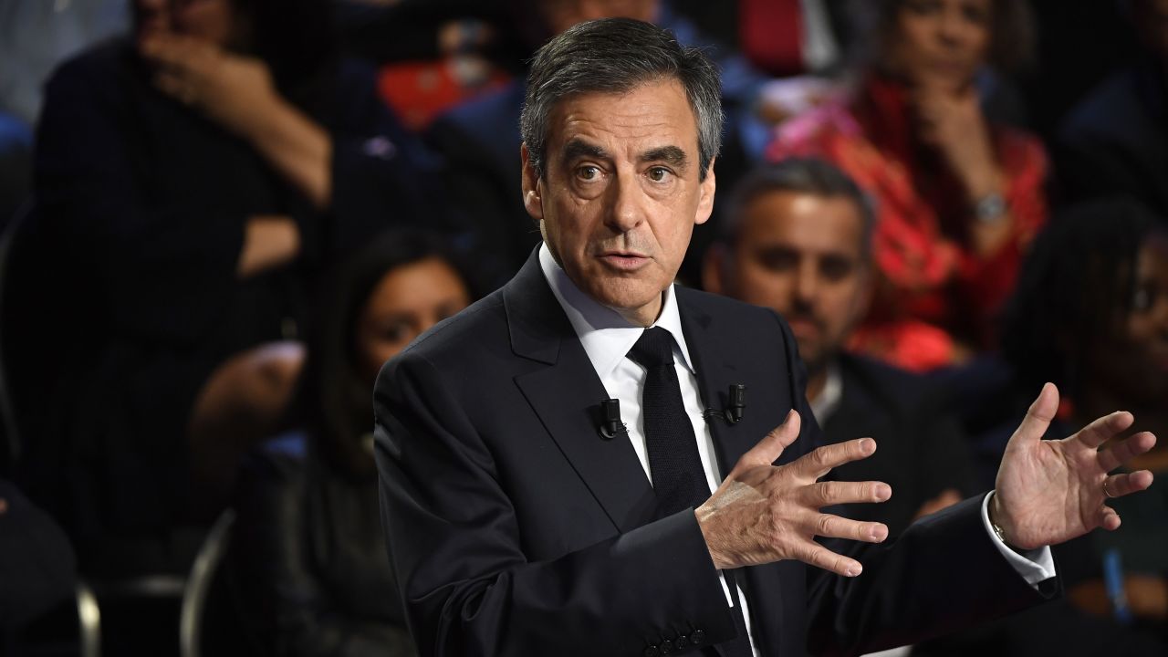 French presidential candidate for the right-wing Republican party Francois Fillon during a TV debate.