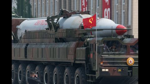 A North Korean Taepodong-class missile is displayed during a military parade past Kim Il Sung square marking the 60th anniversary of the Korean war armistice in Pyongyang on July 27, 2013.  