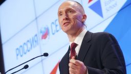 Carter Page, Global Energy Capital LLC Managing Partner and a former foreign policy adviser to U.S. President-Elect Donald Trump, makes a presentation titled " Departing from Hypocrisy: Potential Strategies in the Era of Global Economic Stagnation, Security Threats and Fake News" during his visit to Moscow. Artyom Korotayev/TASS (Photo by Artyom Korotayev\TASS via Getty Images)